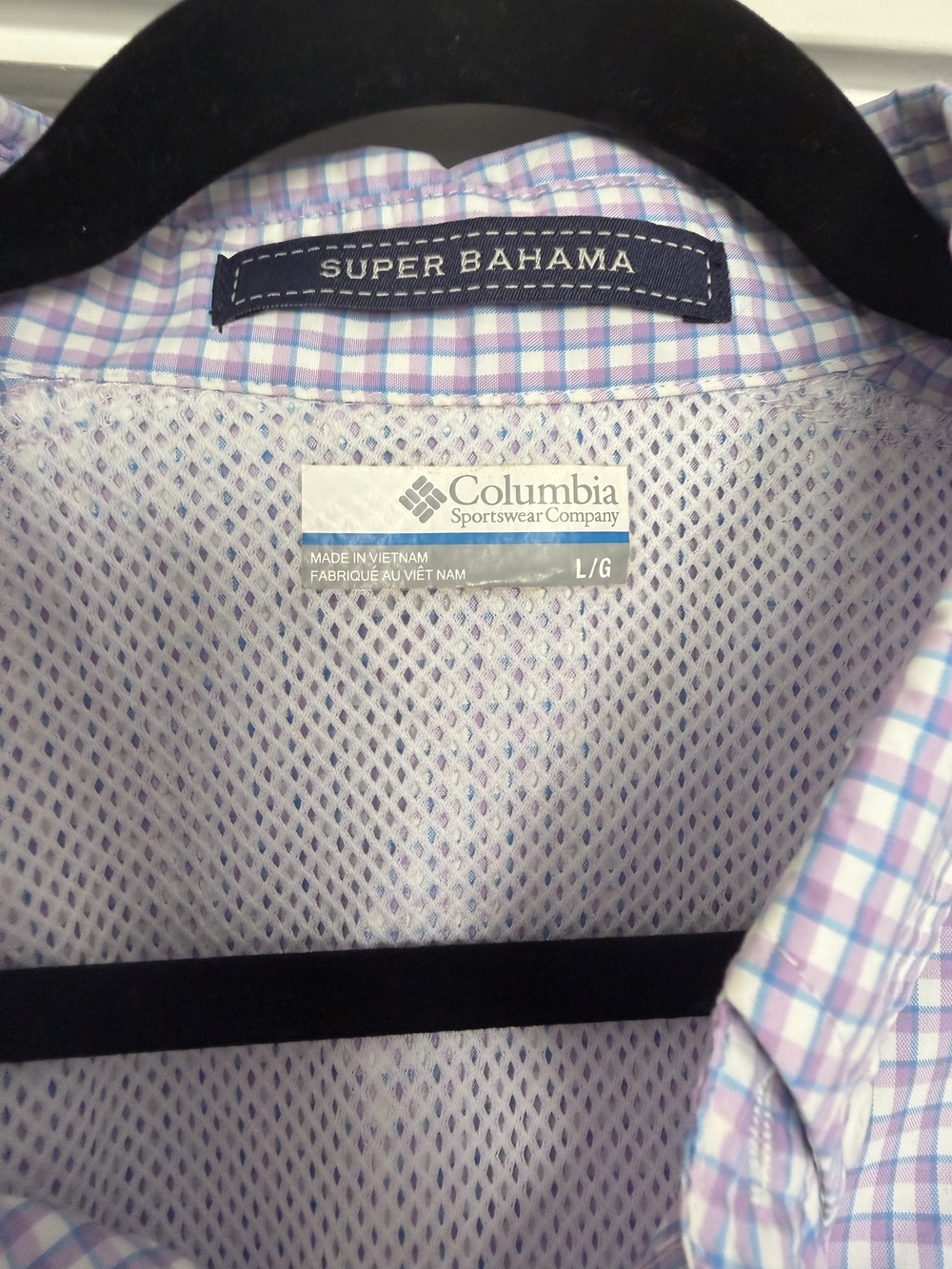 Columbia PFG Super Bahama Fishing Shirt Men’s Large Purple Plaid Omni-Shade - Picture 3 of 3